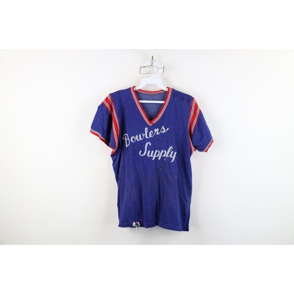 Vtg 50s Felco Mens L Durene Rayon Knit Chain Stitch Baseball Jersey Shirt USA
